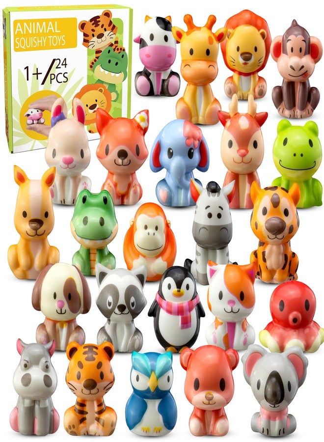 DMIGHT Party Favors for Kids 24PCS Safari Animal Squishy Toys,Goodie Bag Stuffers, Pinata Stuffers,Birthday Gifts for Boys & Girls,Treasure Chest Prizes,Classroom Prizes for Kids - Image 1